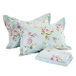 FADFAY 4-Piece Farmhouse Sheet Set Hydrangea Floral Print 100% Soft Cotton Deep Pocket, Queen 4-Pieces