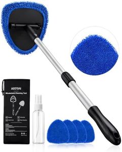 AstroAI 32" Windshield Cleaner Tool, Car Interior Window Detailing Cleaning Kit with Extendable Handle and 4 Easy-to-Install Reusable Microfiber Pads, Auto Glass Wiper Brush Kit for Car&Home, Blue