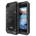 Marrkey Waterproof Case for iPhone 8 Plus,Metal Military Grade Full Body Protective Heavy Duty Rugged Cover Drop Proof Shockproof Defender Case with Built-in Screen for iPhone 7 Plus - Black