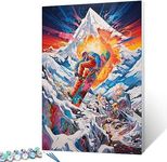 Colorful Graffiti Snowboarder Paint by Numbers Kits 16x20 inch Canvas Doodle Inspired DIY Oil Painting for Kids, Adults Beginner Men Skating Paintwork with Brushes Extrem Sport Gift(Frameless)