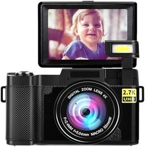 Cámara Digital SLR, Cámara HD con Zoom de 48MP, Cámara Vlogging Full HD 2.7K con Una Pantalla LCD Giratoria de 180 Grados y Giratoria de 3.0 Pulgadas, Batería de 800mAh
