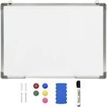 vidaXL Magnetic Whiteboard - Steel Wall-Mounted Dry-Erase Board with Marker and Eraser, 90x60 cm