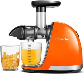 AMZCHEF Slow Juicer - Cold Press Juicer Machine - Masticating Juicer for Fruit and Vegetables - Delicate Chew No Need to Filter - BPA Free Juicer with 2 Cups and Brush- Orange