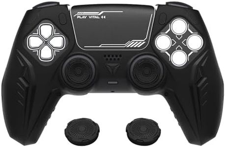 PlayVital Silicone Grip Skin for ps5 Controller - Anti-Slip|Premium Silicone Material|Perfect Fit|Futuristic CyberMech Design|Compatible with ps5 Official Charging Dock - Black