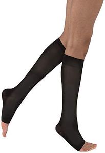 JOBST Opaque Knee High 15-20 mmHg Compression Stockings, Open Toe, Large, Classic Black