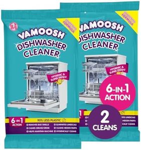 Vamoosh 6 in 1 Dishwasher Cleaner 2 x Cleans - Deep Cleaner, Limescale Remover, Odour Eliminator, Grease Remover - Dishwasher Cleaner Deep Clean Performance, Less Plastic, Citric Acid