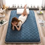 Futon Mattress-Japanese Futon,Long Day Cotton Fill Single Double Roll Up Foldable Mattress, Portable Sleeping Mattress for Floor Guest Bed Sofa (Color : Interstellar Blue, Size : 90 * 200cm)