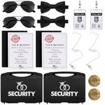 Aoriher Ring Security Wedding Set Include Ring Bearer Box Security Badge Ring Bearer Sunglass Security Earpiece Bow Tie ID Badge Holder with ID Card Envelope Invitation Card for Proposal Gift(18 Pcs)