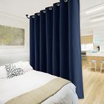 NICETOWN 100% Blackout Patio Sliding Door Curtain, Solid Thermal Insulated Full Blackout Lined Drapes, Sliding Glass Door Panel for Night Shift (Navy Blue, 1 Panel, 100 inches Wide x 84 inches Long)
