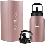 IRON °FLASK Sports Water Bottle - Gallon Series - 2 Lids (Straw and Spout), Leak Proof, Vacuum Insulated Stainless Steel, Double Walled, Thermo Mug, Metal Canteen Jug Growler - Rose Gold, 128 Oz