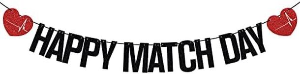 Happy Match Day Banner, Residency Match Day Decorations, Medical School Graduation Party Decorations Black Glitter