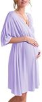 Ekouaer 3 in 1 Labor/Delivery/Hospital Gown Maternity Dress Nursing Nightgown Sleepwear for Breastfeeding, Lilac Purple, XXX-Large