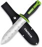 WORKPRO Hori Hori Garden Knife, 7" Stainless Steel Blade with Cutting Edge, Garden Tools with Oxford Sheath, Ergonomic TRP Handle with Hanging Hole for Weeding, Planting, Digging, Green
