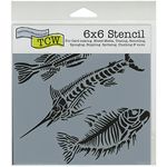 CRAFTERS WORKSHOP TCW6X6-497 Fish Fossils Template, 6-Inch by 6-Inch