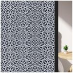 ConCus-T Blackout Patterned Window Privacy Film Frosted Window Film Lace Decorative Glass Film Static Cling No Glue Self Adhesive Window Vinyl Stickers for Home Office Bathroom, Black 75 X 300 cm