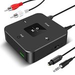 Giveet Bluetooth Transmitter Receiver for TV to Headphones, 2-in-1 Bluetooth V5.0 Adapter w/Volume Control, Optical RCA AUX for PC/DVD/MP3/Home Theater, 25Hrs Playtime, Pairs 2 Devices Simultaneously