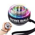 Fitness Scout Gyro Balls Wrist Trainer Ball with Single Color LED Lights, Auto-Start Excerises Arm Strengthener, Wrist and Forearm Exerciser Wrist Ball for Stronger Muscle and Bones Workout Pack of 1