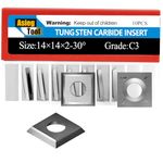14mm Standard Square Straight Tungsten Carbide Replacement Cutter Inserts Knives 14mm x 14 x 2mm for Grizzly T21348 and Woodworking Spiral Helical Planer Head and DIY Wood Lathe Turning Tools 10pcs