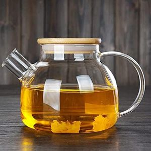 SITIEPA Glass Teapot Stovetop Safe, Glass Tea Kettle 33.8oz/1000ml Borosilicate Clear Teapot with Bamboo Lid and Removable Filter Spout Tea Pot for Loose Leaf and Blooming Tea