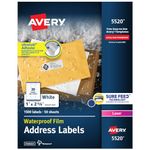 Avery White WeatherProof Labels for Laser Printers, 1 x 2.62 Inch, Box of 1500 (5520)