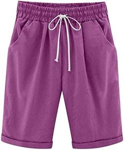 Gaexia Bermuda Shorts for Women Knee Length Drawstring Shorts Plus Siz Summer Casual Short Loose Fit Resort Wear 2025 Clothes Purple-15 4X-Large