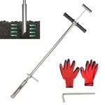 Soil Sampler Probe Rod with Sample Ejector, 40" Soil Probe Sampler 304 Stainless Probe Step Tube with Foot Pedal T-Style Handle Soil Probes for Soil Sampling, Lab Garden Soil Test Tool Scaled Kit