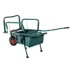 Bonnlo Fishing Trolley with Single 10-Inch Rubber Wheel, Fishing Barrow, Foldable Steel Cart with Waterproof Bag, Rod Holders, Green