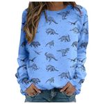 Today's Prime Deals Women Crewneck Sweatshirt Cute Dinosaur Graphic Long Sleeve Tops Trendy 2024 Fall Ladies Fun Blouse Pullover Sweatshirt Chemise Blanche Femme