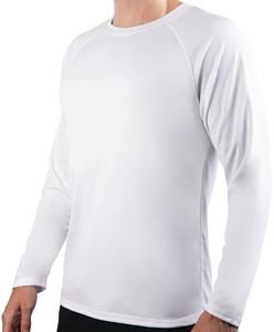 Kanu Surf Men’s Swim Shirt w/Long Sleeves – Quick-Dry, UPF 50+ Workout Rash Guard for Men in Loose-Fit Design (White, Small)