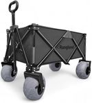 Rangland Beach Cart with Big Air Wheels for Sand - All Terrain Sand Wagon with Large Pneumatic Rubber Tires, Folding Design, Heavy-Duty Steel Frame (RX800, Black)