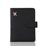 Melsbrinna Premium Leather Passport Holder Covers Case, Waterproof Rfid Blocking Travel Wallet Passport Holder with Pen Holder, Cute Passport Book for Women/Men, Black, Travel