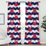 VBTGVE Crabs Heat Insulation Curtain, Nautical Maritime Theme Crabs on Striped Background Illustration Print, Set of Two Panels for Curtain, W52 x L72 Inch Red Blue