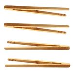 4 Pieces Bamboo Tongs, BetterJonny 18cm/7.08 inch Reusable Wooden Kitchen Tongs Environmental Tea Tong for Cooking Toast Bread Pickles Tea Toaster Tongs