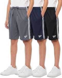 Reebok 3 Pack: Boys' Dry Fit Athletic Shorts w/Side Taping - Active Quick Dry Running Basketball Soccer Short for Kids Teens- Set 2, L, (12-14)