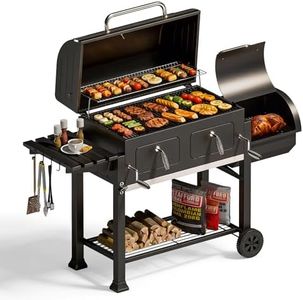 MFSTUDIO 49" 2 in 1 Charcoal Grill & Smoker Combo, Outdoor Grill with Enamel Coated Charcoal Tray, 1015 SQ.IN Cooking Area, Adjustable Top Vent and Chimney for Outdoor Grilling