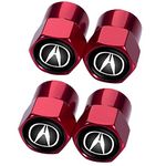 Alloy Metal Car Tire Valve Caps with Logo, 4pcs Car Tire Dust Caps Car Tire Air Caps for Acura, Suit for Acura CDX NSX RDX RLX TLX TLX-L,Corrosion Resistant, Leak-Proof, Screw-on, Easy Grip, RED