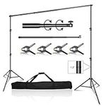 EMART Backdrop Stand 3 x 3m/ 10 x 10 ft, Heavy Duty Background Support Adjustable Photography Stand Frame Kit for Photo Video Studio