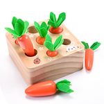 Montessori Toys for 1 Year Old, Carrots Harvest Wooden Baby Toys for 6-12 Months Educational Shape Sorting Matching Toys for Toddler Fine Motor Skill Development, Gift for Kids Birthday Easter Toys