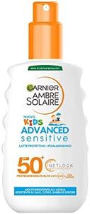 Garnier Ambre Solaire Latte Solare Protettivo Spray Bambini Advanced Sensitive Kids, Resistente a Acqua, Sale e Cloro, Ipoallergenico, Con Protezione Molto Alta, 200 ml