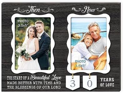 EXQUIDECA Then & Now Double Picture Frame Holds 3.5x5 Inches,1-99 Years of Love Anniversary Wedding Marriage Gifts for Couples - Christian Home Bedroom Decor for Wife and Husband