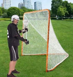 Foldable Lacrosse Goal, 6x6FT Lacrosse Net, Portable Lacrosse Goal with Steel Frame, Backyard Lacrosse Goal Net, Lacrosse Training Equipment for Kids & Youth