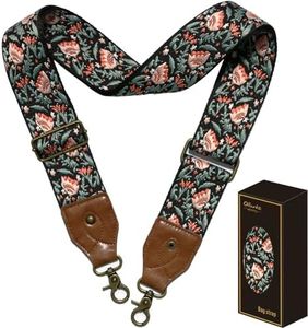 OllarKt Purse Strap 2" Wide Replacement Purse Straps for Handbags Crossbody Adjustable Leather Bag Strap Shoulder Strap with Vintage Jacquard Embroidery Pattern
