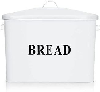 E-far Bread Box, Metal Bread Box with Lid for Kitchen Countertop, Large Bread Bin Holder Storage Container - 13" x 9.8" x 7.3" - Holds 2+ Loaves, Modern Farmhouse & Vintage Style - White