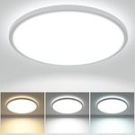 zemty 28W 3200LM LED Ceiling Light, 30cm Bathroom Lights Ceiling 3000K/4500K/6000K Waterproof, 3 Color Temperature Flush Ceiling Light, Round Ultra Thin for Bedroom, Bathroom, Living Room, Kitchen