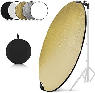 Wellmaking 43Inch/110cm Photography Light Reflector, Portable Foldable 5 in 1 Diffuser Reflectors with Bag & tilt Adapter for Studio & Outdoor Lighting-Translucent, Silver, Gold, White and Black