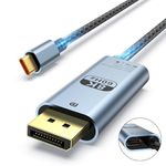 VisionSync USB C to DisplayPort 1.4 Cable 6.6Ft[HDR, 8K@60Hz, 4K@144Hz, 2K@240Hz],Type C to DP1.4 Cable with 100W PD Female Port,Compatible with Thunderbolt 3/4,for Phones,Tablets and Laptops