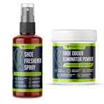 Shoe Deodorizer Spray & Foot Powder Bundle (200ml + 100g) | Odor Eliminating Shoe Spray & Antibacterial Shoe Smell Remover | Antifungal Foot Powder | Shoe Spray Odor Control & Antifungal Foot Powder