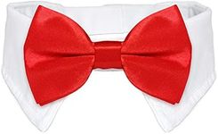 Dog Bow Ties for Large Dogs, KOOLMOX Red Tuxedo for Dogs, Tuxedo Dog Neck Bow Red with Adjustable White Collar Formal Pet Collar Necktie for Small Medium Large Boy Dog Tuxedo Tux Wedding Outfits