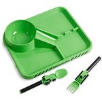 Dinneractive Dining Set for Kids - 3 PC Construction Themed Dinnerware - Tractor Utensils - Toddler Plates - Baby Dishes