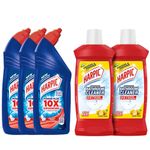 Harpic Disinfectant Toilet Cleaner Liquid, Original - 1 L (Pack of 3) | India's # 1 Toilet Cleaner & Disinfectant Bathroom Cleaner Liquid, Lemon - 1 L (Pack of 2) | India's # 1 Bathroom Cleaner